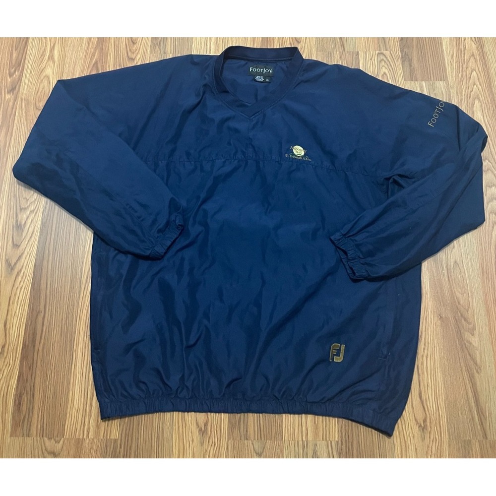 FootJoy Pullover Mens Extra Large Windbreaker Golf V Neck Navy St Thomas USVI
